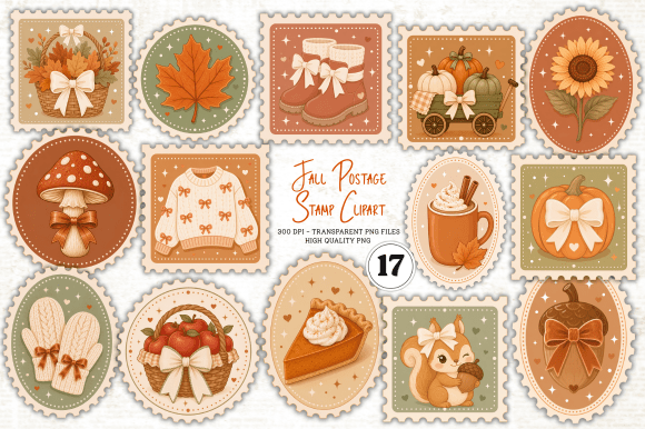 Download Fall Postage Stamp Clipart - Stamp Collection