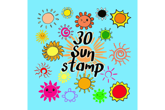 Download Procreate Brush Stamp | 30 Sun Doodle - Stamp Collection