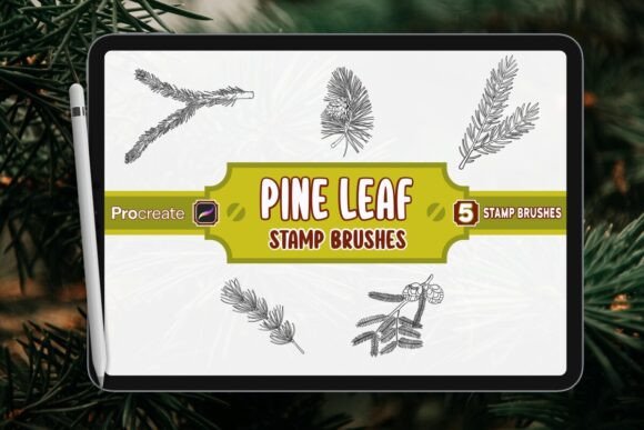 Download Pine Leaf Brush Stamp Set for Procreate - Stamp Collection
