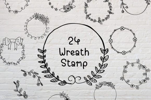 Download 24 Wreath Flower Stamp Procreate Stamps - Stamp Collection