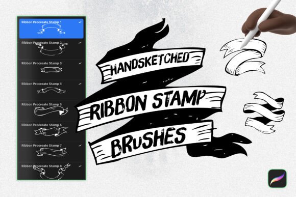 Download Handsketched Ribbon Procreate Stamps - Stamp Collection