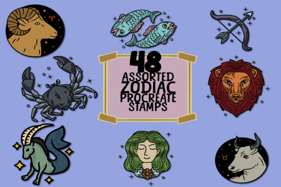 Download 48 Assorted Zodiac Stamps - Stamp Collection