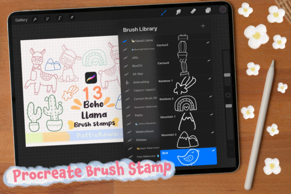 Download Procreate Brush Stamps Cute Llama Cactus - Stamp Collection