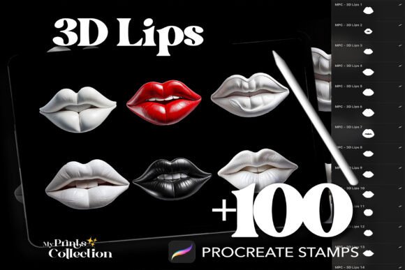 Download 100+ Procreate 3D 3D Lip Stamps - Stamp Collection