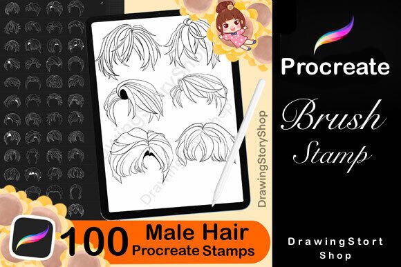 Download 100 Procreate Hair Male Stamps - Stamp Collection