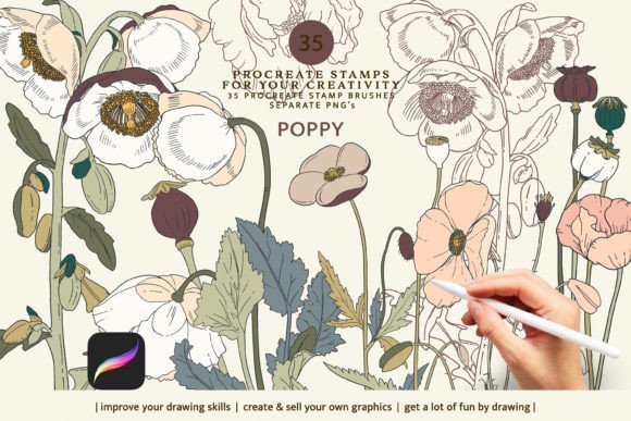 Download Poppy Stamps, Procreate Brushes - Stamp Collection