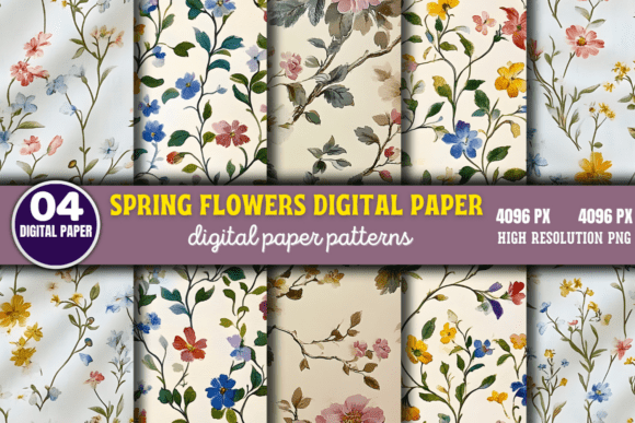 Download Spring Flowers Digital Paper Pattern 5 - Digital paper Collection