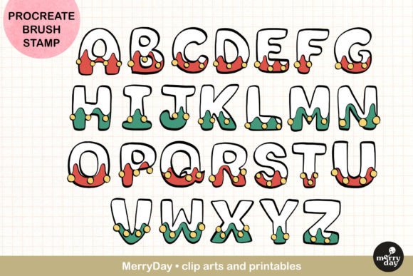Download ABC Procreate Brush Stamp Xmas Theme - Stamp Collection