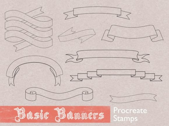 Download Procreate Banner Stamps Tattoo Brushes - Stamp Collection