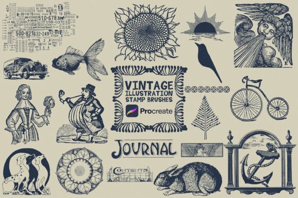 Download Free Procreate Vintage Stamps Brush Set - Stamp Collection
