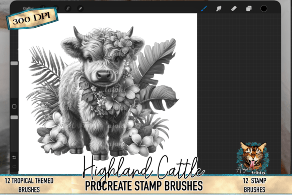 Download Highland Cow Procreate Stamp Brushes - Stamp Collection