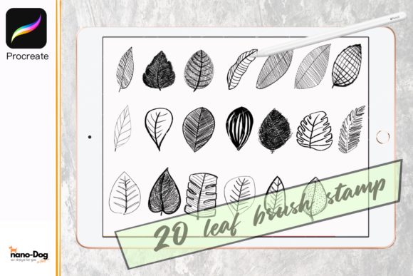 Download Procreate Brush Stamp Set 20 Leaf - Stamp Collection